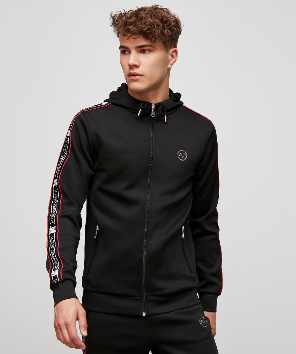 Alessandro Zavetti Ponzine Hooded Top | Black / Red | Zavetti