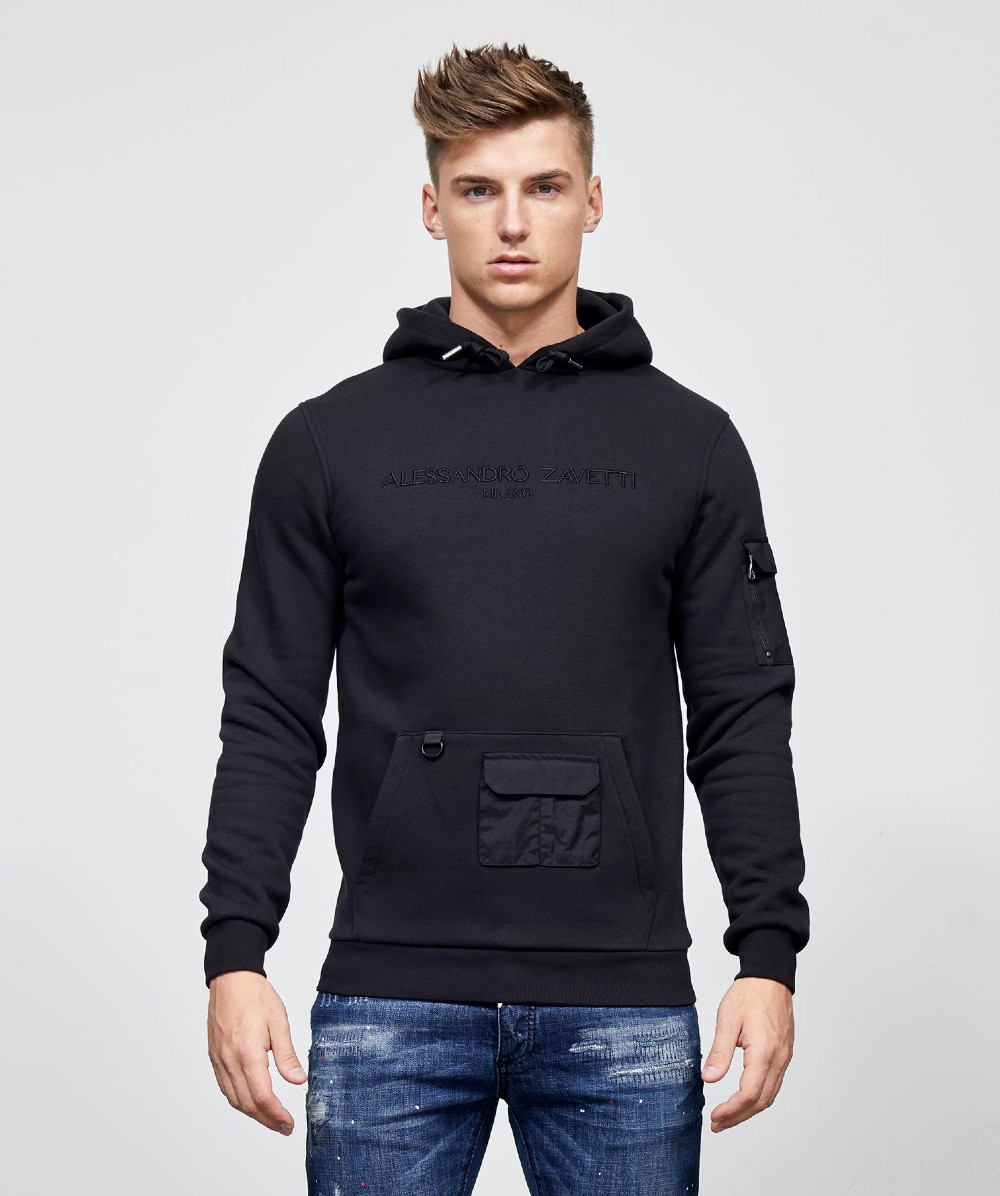 Alessandro Zavetti Tazano Utility Overhead Hoodie | Black | Zavetti