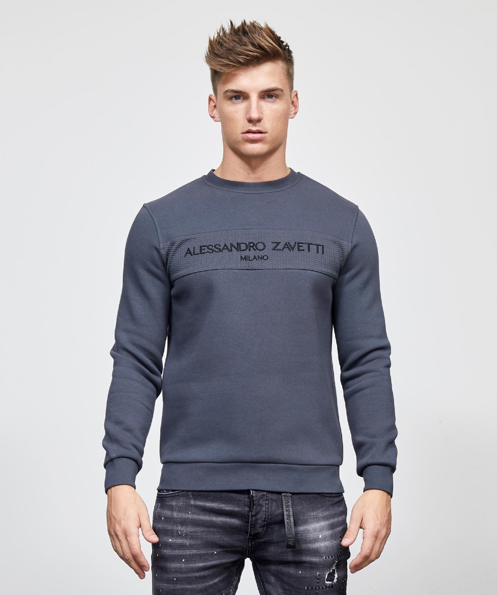Alessandro Zavetti Malassio Waffle Panel Sweatshirt | Grey | Zavetti