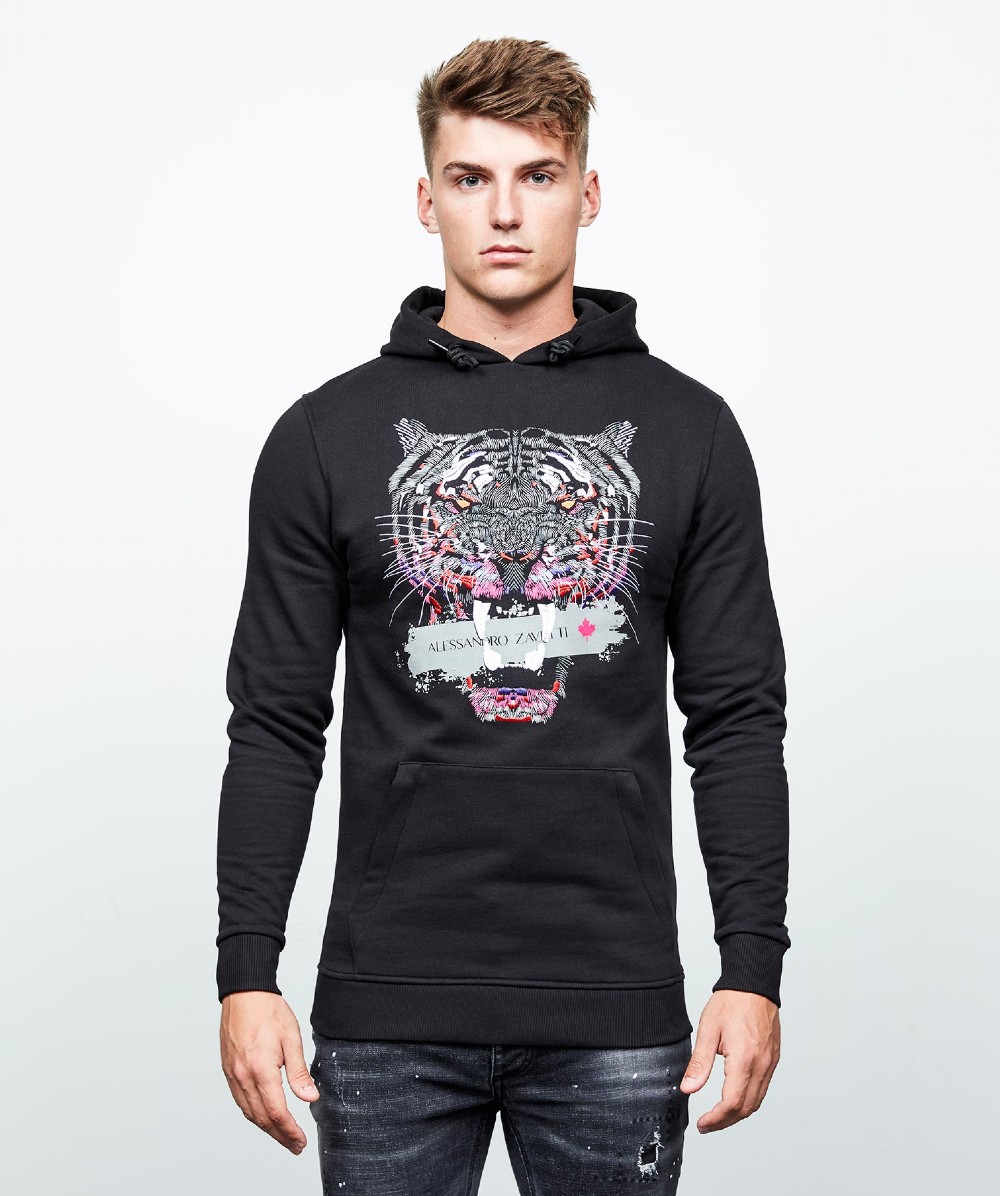 Alessandro Zavetti Loungewear Savaged Tape Overhead Hoodie | Black ...