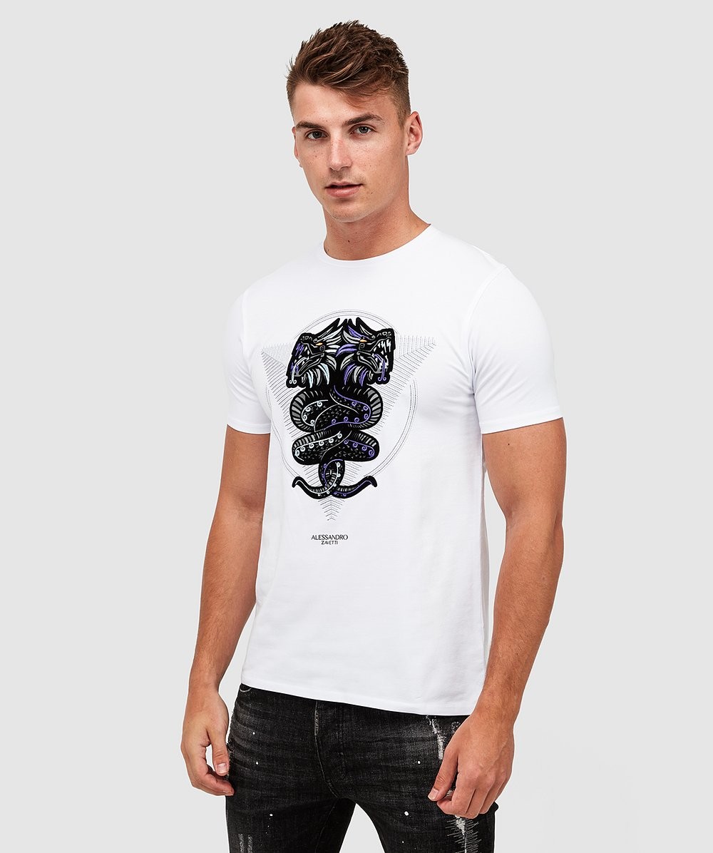 Alessandro Zavetti Aztec Viper T-Shirt | Optic White | Zavetti