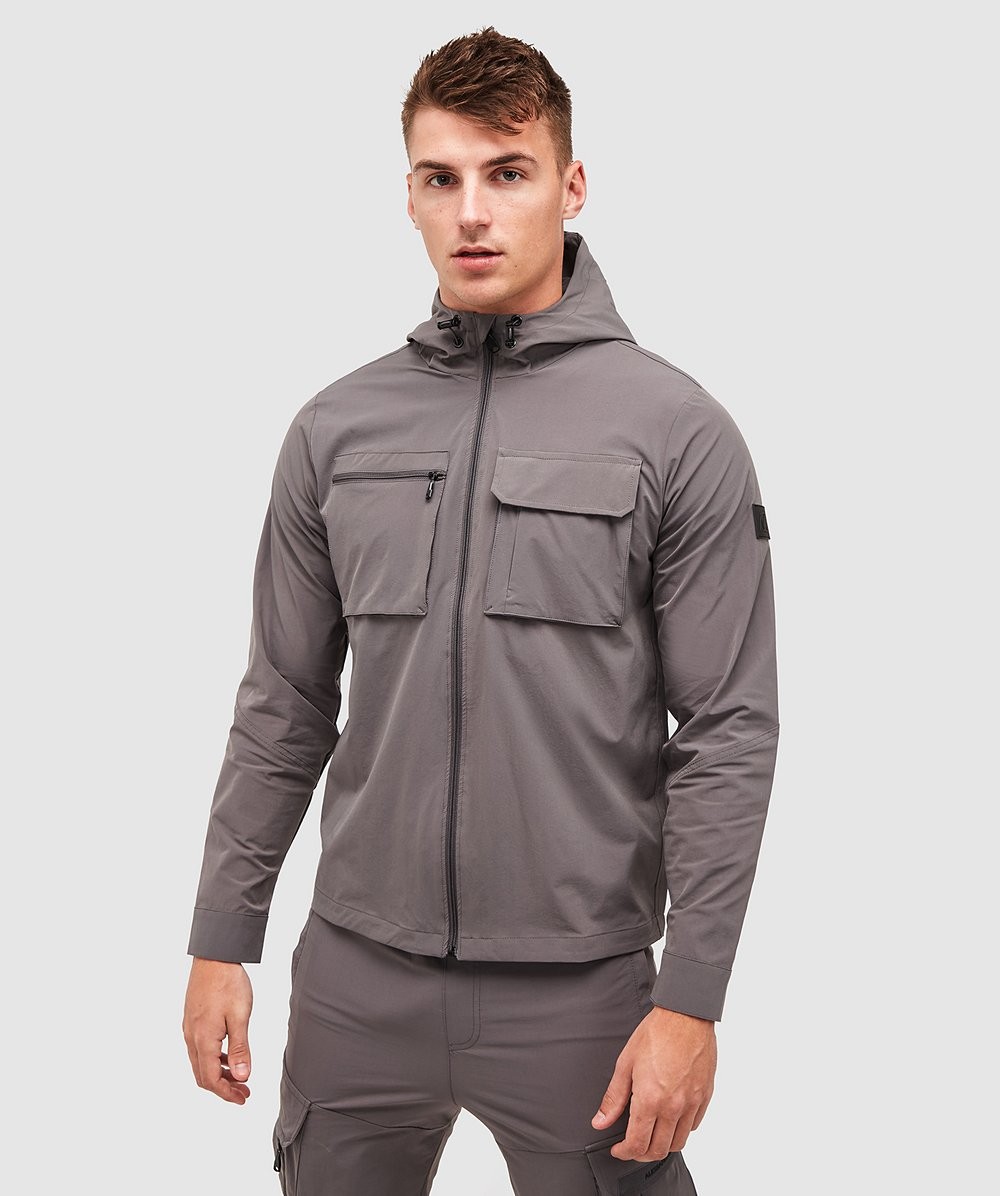 Alessandro Zavetti Marcello Cargo Hooded Overshirt | Charcoal | Zavetti