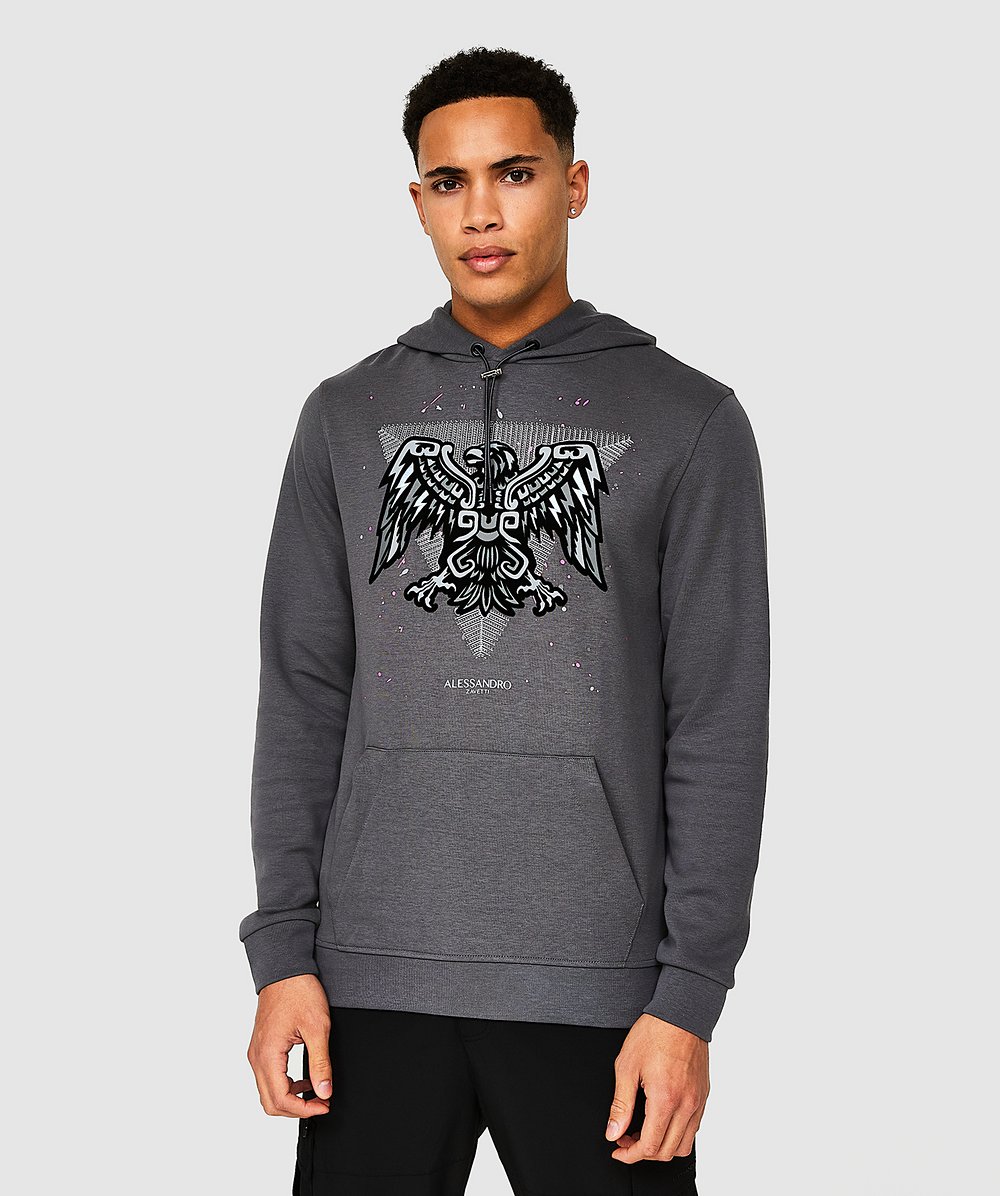 Alessandro Zavetti Aztec Pyramid Overhead Hoodie | Magnet Grey | Zavetti