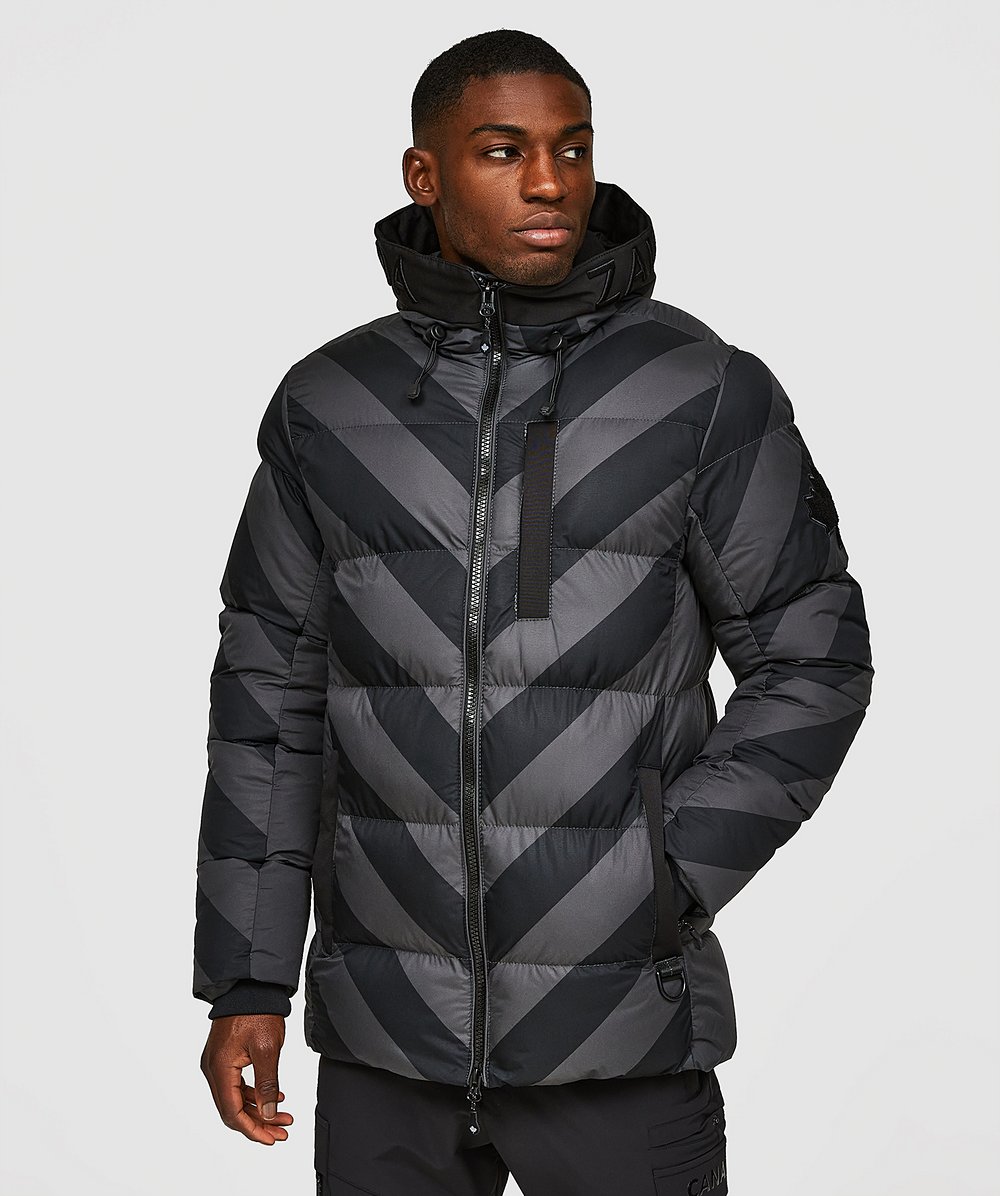 Zavetti Canada Leoti Stripe Puffer Jacket | Jet black | Zavetti