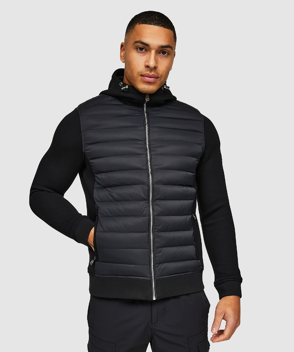 Alessandro Zavetti Petrelli Quilted Hooded Hybrid Zip Jacket | Jet ...