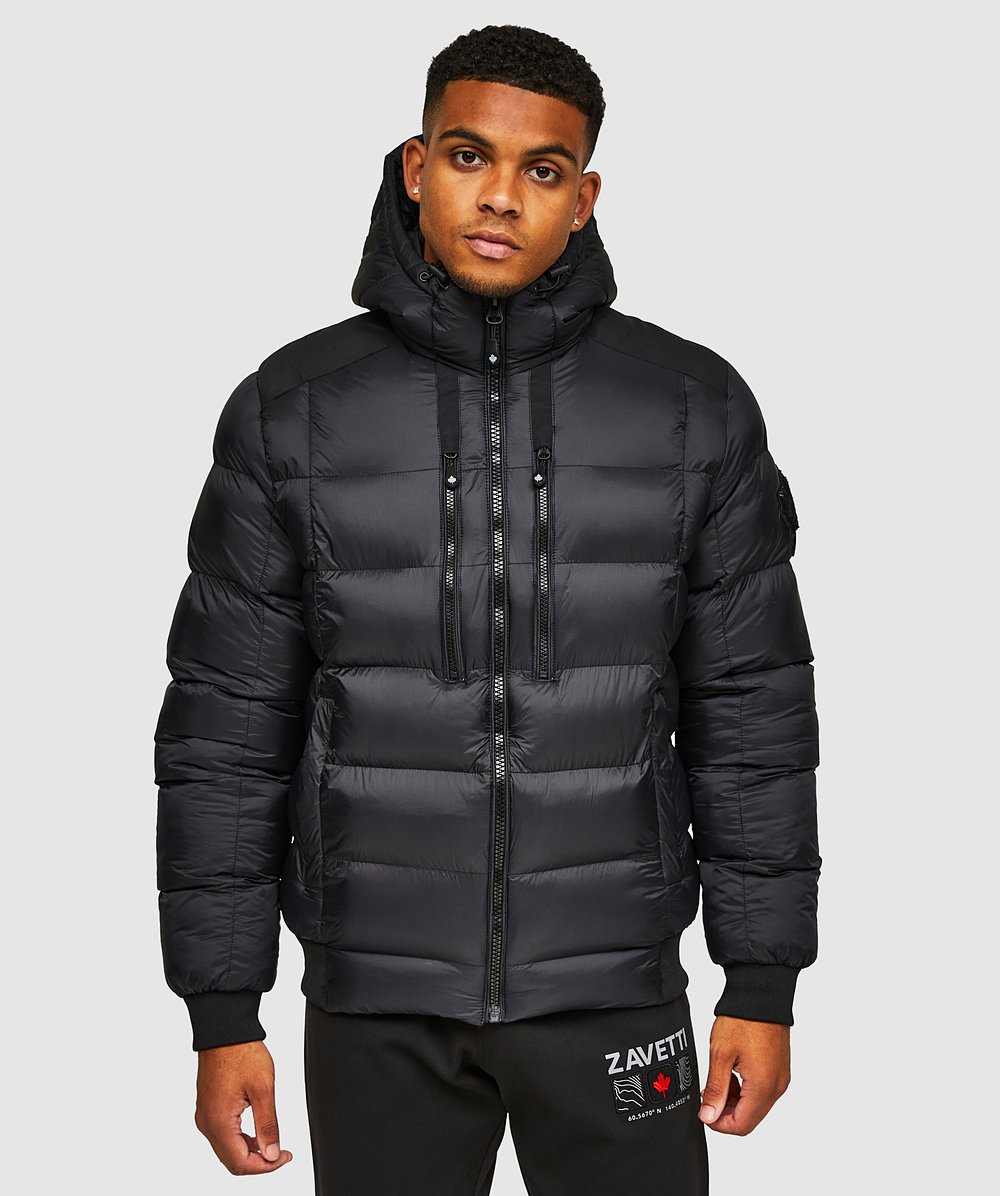 Zavetti Canada Anvox Puffer Bomber Jacket Jet Black Zavetti