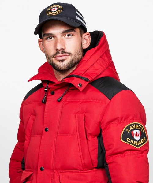 red hooded parka