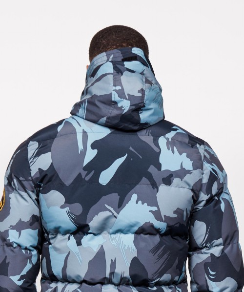 blue camo coat