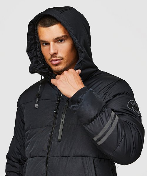 Mens bubble jacket with clearance fur hood