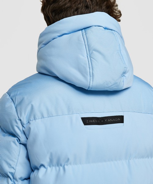 Light blue puffer outlet jacket