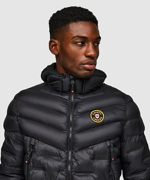 Black zip up puffer jacket sale