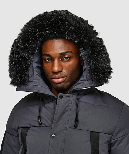 Puffer fur hooded jacket sale