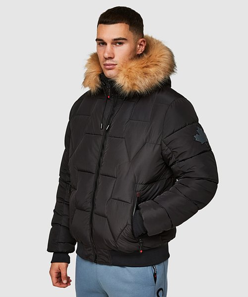 Zavetti Canada Orenza Puffer Bomber Jacket Jet Black Zavetti